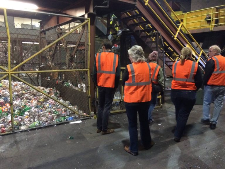 students tour recycling facility